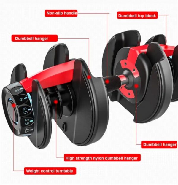 ADJUSTABLE DUMBELL SET 55lbs - Image 2
