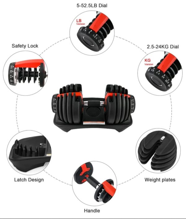 ADJUSTABLE DUMBELL SET 55lbs - Image 3
