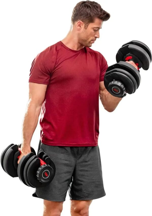 ADJUSTABLE DUMBELL SET 55lbs - Image 4