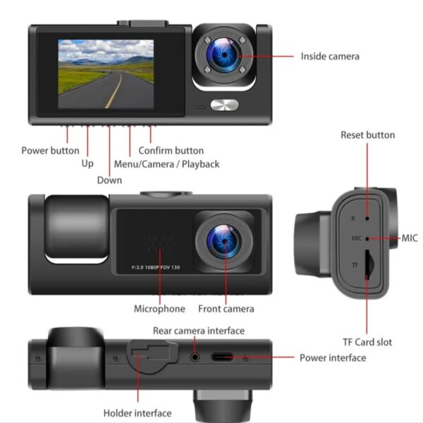 Black Box DVR Dash Cam 1080p (3-Camera Set) - Image 3